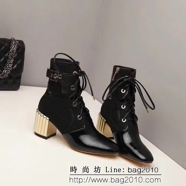 DIOR迪奧 新款靴子系列 軟牛漆皮+十字棉布 時尚短靴 QZS1403